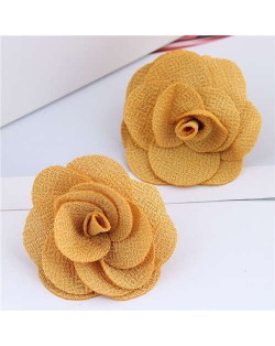 Pasterol Style Cloth Rose Design Women Fashion Earrings - Yellow