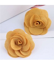 Pasterol Style Cloth Rose Design Women Fashion Earrings - Yellow