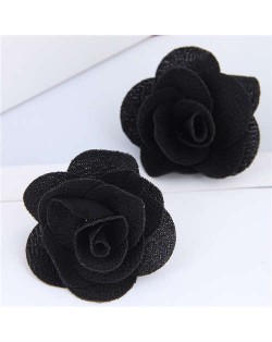 Pasterol Style Cloth Rose Design Women Fashion Earrings - Black