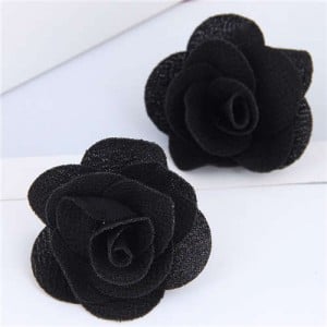 Pasterol Style Cloth Rose Design Women Fashion Earrings - Black