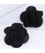 Pasterol Style Cloth Rose Design Women Fashion Earrings - Black