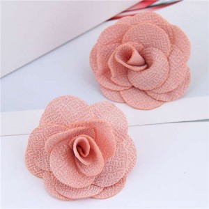 Pasterol Style Cloth Rose Design Women Fashion Earrings - Pink