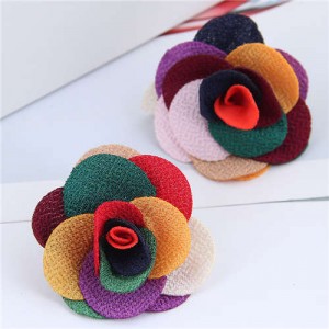 Pasterol Style Cloth Rose Design Women Fashion Earrings - Multicolor