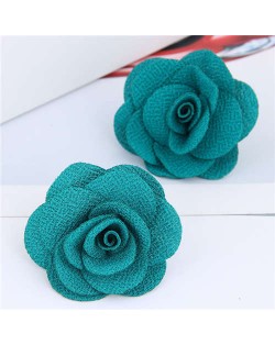 Pasterol Style Cloth Rose Design Women Fashion Earrings - Teal