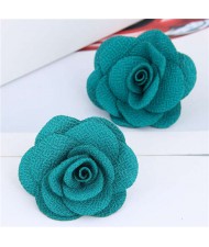 Pasterol Style Cloth Rose Design Women Fashion Earrings - Teal