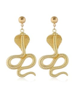 Golden Cobra Design High Fashion Women Alloy Costume Earrings