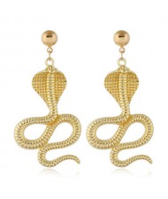 Golden Cobra Design High Fashion Women Alloy Costume Earrings