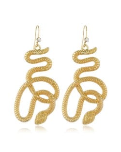 Lucky Symbol Golden Snake Design High Fashion Women Alloy Earrings