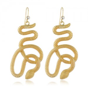 Lucky Symbol Golden Snake Design High Fashion Women Alloy Earrings