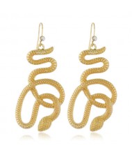 Lucky Symbol Golden Snake Design High Fashion Women Alloy Earrings