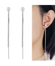 Pearl Fashion Chain Tassel Simple Design Women Earrings - Silver