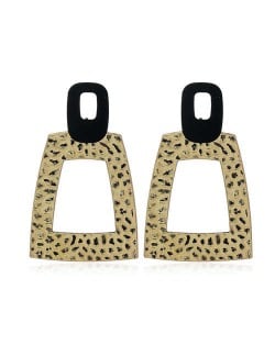 Coarse Texture Trapezoid Shape High Fashion Golden Women Earrings