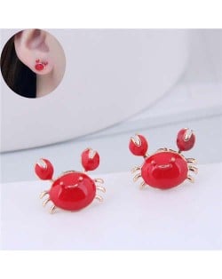 Enamel Red Crab Design Office Lady Fashion Alloy Earrings
