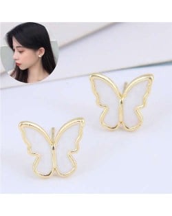 Korean Fashion Golden Rimmed Graceful Butterfly Design Women Alloy Earrings