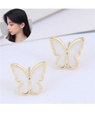 Korean Fashion Golden Rimmed Graceful Butterfly Design Women Alloy Earrings