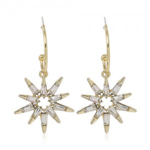 Shining Fashion Rivet Style Flower Design Unique Bold Women Earrings