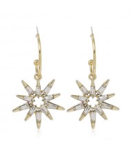 Shining Fashion Rivet Style Flower Design Unique Bold Women Earrings