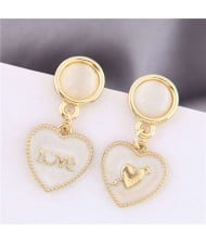 Love and Heart Asymmetric Romantic Fashion White Women Earrings