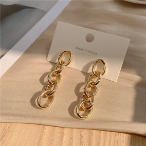 Chain Tassel Unique Design Alloy Women Earrings - Golden