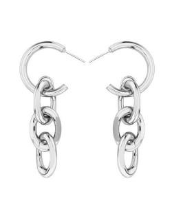 Chain Tassel Unique Design Alloy Women Earrings - Silver