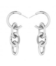 Chain Tassel Unique Design Alloy Women Earrings - Silver