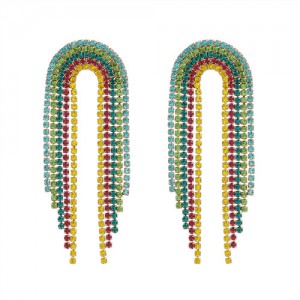 Handmade Beads Weaving Tassel Bohemian Fashion Women Stud Earrings - Black and Pink
