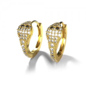 Rhinestone Embellished Cobra Design Copper Women Statement Earrings