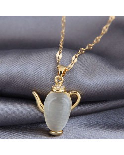 Delicate Jade Teapot Unique Design Fashion Women Costume Necklace