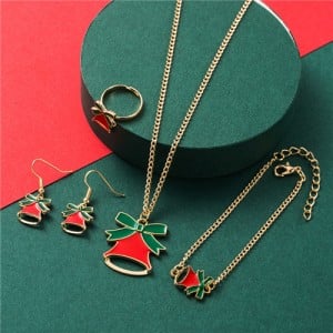 Christmas Fashion Red Bell Design 4 pcs Alloy Jewelry Set