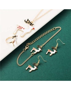 Oil-spot Glaze White Deer Christmas Fashion Costume Jewelry Set