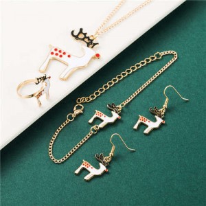 Oil-spot Glaze White Deer Christmas Fashion Costume Wholesale Jewelry Set