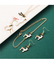 Oil-spot Glaze White Deer Christmas Fashion Costume Wholesale Jewelry Set