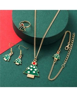 Enamel Classic Christmas Tree Fashion Women Jewelry Set