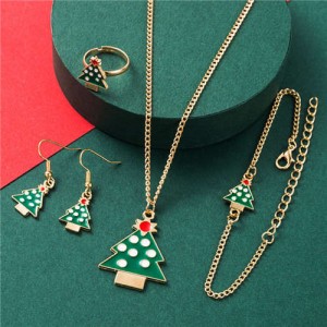 Enamel Classic Christmas Tree Fashion Women Wholesale Jewelry Set