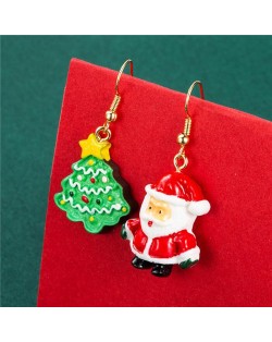 High Fashion Christmas Elements Earrings Asymmetric Design Enamel Women Costume Earrings