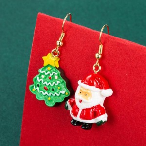 High Fashion Christmas Elements Earrings Asymmetric Design Enamel Women Costume Earrings