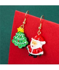 High Fashion Christmas Elements Earrings Asymmetric Design Enamel Women Costume Earrings