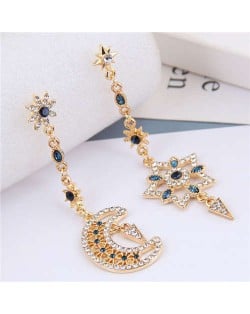 Rhinestone Embellished Baroque Fashion Asymmetric Design Alloy Women Costume Earrings