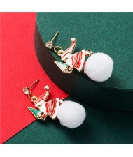 Santa Claus and Snowball Asymmetric Design Women Costume Earrings
