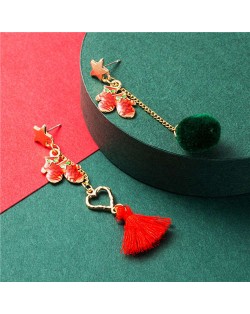 Gift Gloves with Asymmetric Tassel Design Women Costume Earrings