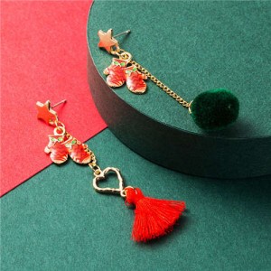 Gift Gloves with Asymmetric Tassel Design Women Costume Earrings