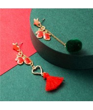 Gift Gloves with Asymmetric Tassel Design Women Costume Earrings