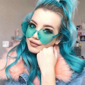 Peach Heart Shape Frameless Design High Fashion Women Sunglasses