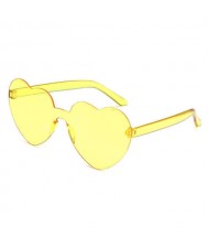 Peach Heart Shape Frameless Design High Fashion Women Sunglasses