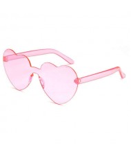 Peach Heart Shape Frameless Design High Fashion Women Sunglasses