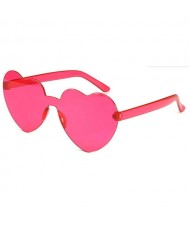Peach Heart Shape Frameless Design High Fashion Women Sunglasses