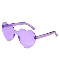 Peach Heart Shape Frameless Design High Fashion Women Sunglasses