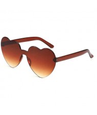 Peach Heart Shape Frameless Design High Fashion Women Sunglasses