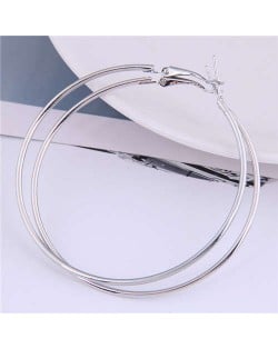 U.S. High Fashion Alloy Wholesale Big Hoop Women Costume Earrings - Silver