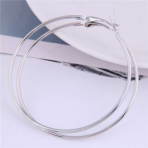 U.S. High Fashion Alloy Wholesale Big Hoop Women Costume Earrings - Silver